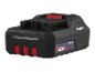 2.0Ah batteri för elverktyg, svart med röda detaljer.