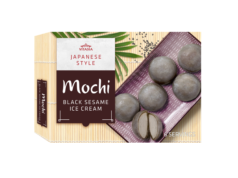 Japansk stil svart sesamglass mochi, 6 portioner.