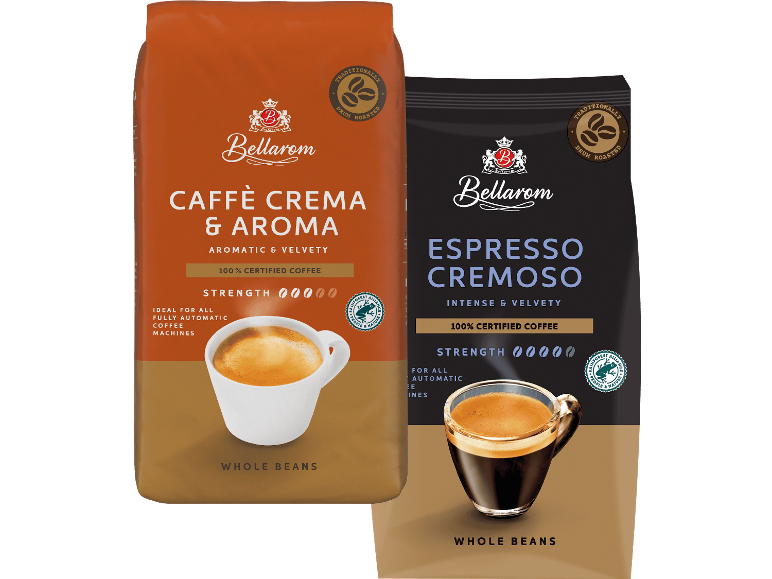 Bellarom Caffè Crema & Aroma och Espresso Cremoso hela kaffebönor