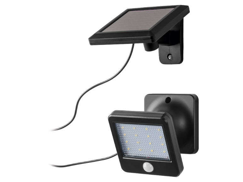 Solcellsdriven LED-lampa med rörelsesensor och separat solpanel