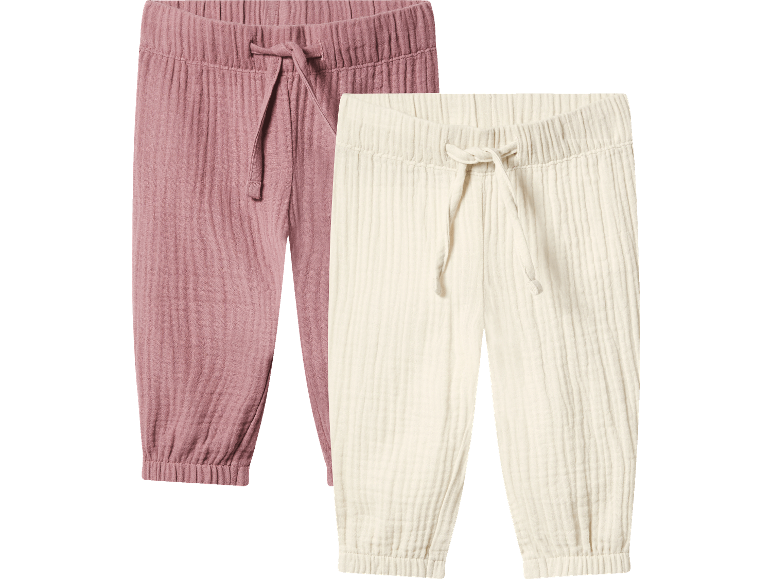 Babybyxor i muslin i rosa och kräm