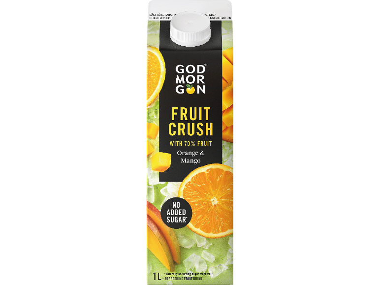 Uppfriskande fruktdryck med apelsin och mango, inget tillsatt socker, 1L.