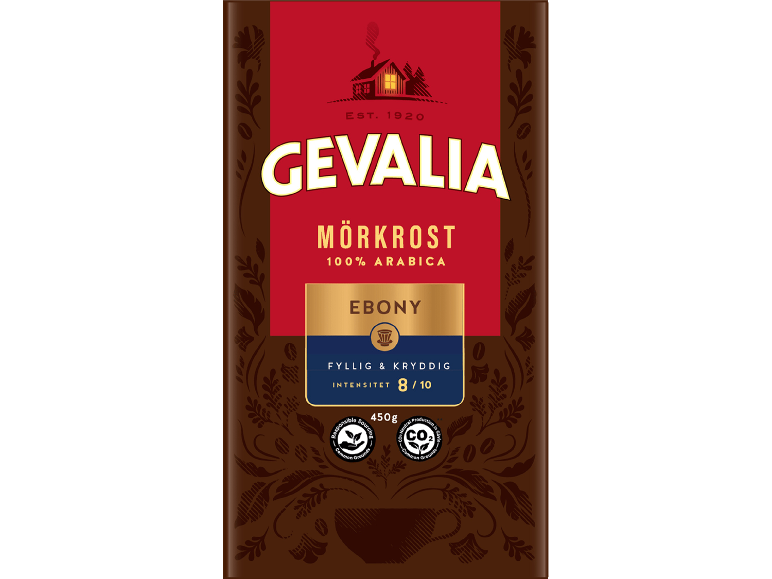 Mörkrostat kaffe, 100% Arabica, fylligt och kryddigt med intensitet 8/10, 450g.