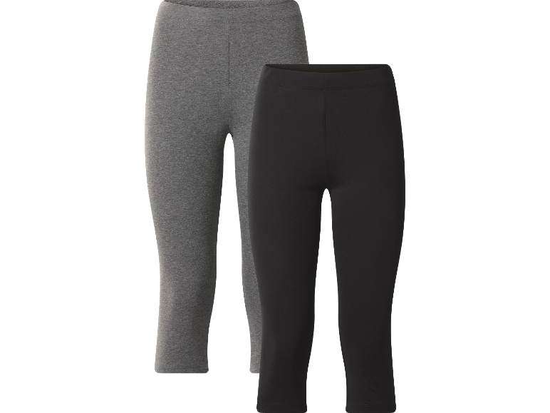 Två capri-leggings: ett par grå och ett par svarta.