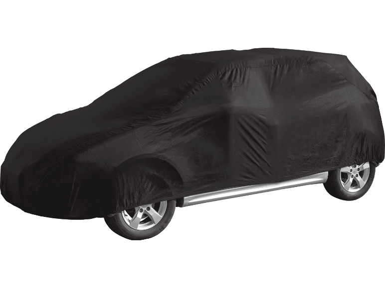 Ultimate Speed Auto-Vollgarage: Svart bilöverdrag som till stor del döljer ett fordon.