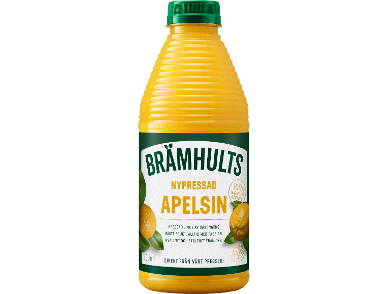 Färskpressad apelsinjuice i flaska, 850ml.