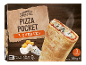 3-ostspizza pocket-låda med en skuren pizza som visar fyllningen.