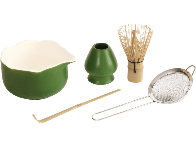 SILVERCREST Matcha-set med grön skål, visp, hållare, sked och sil