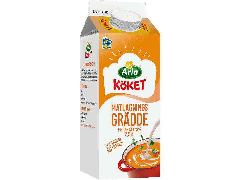 Kartong med matlagningsgrädde 13% fetthalt, 7,5 dl.