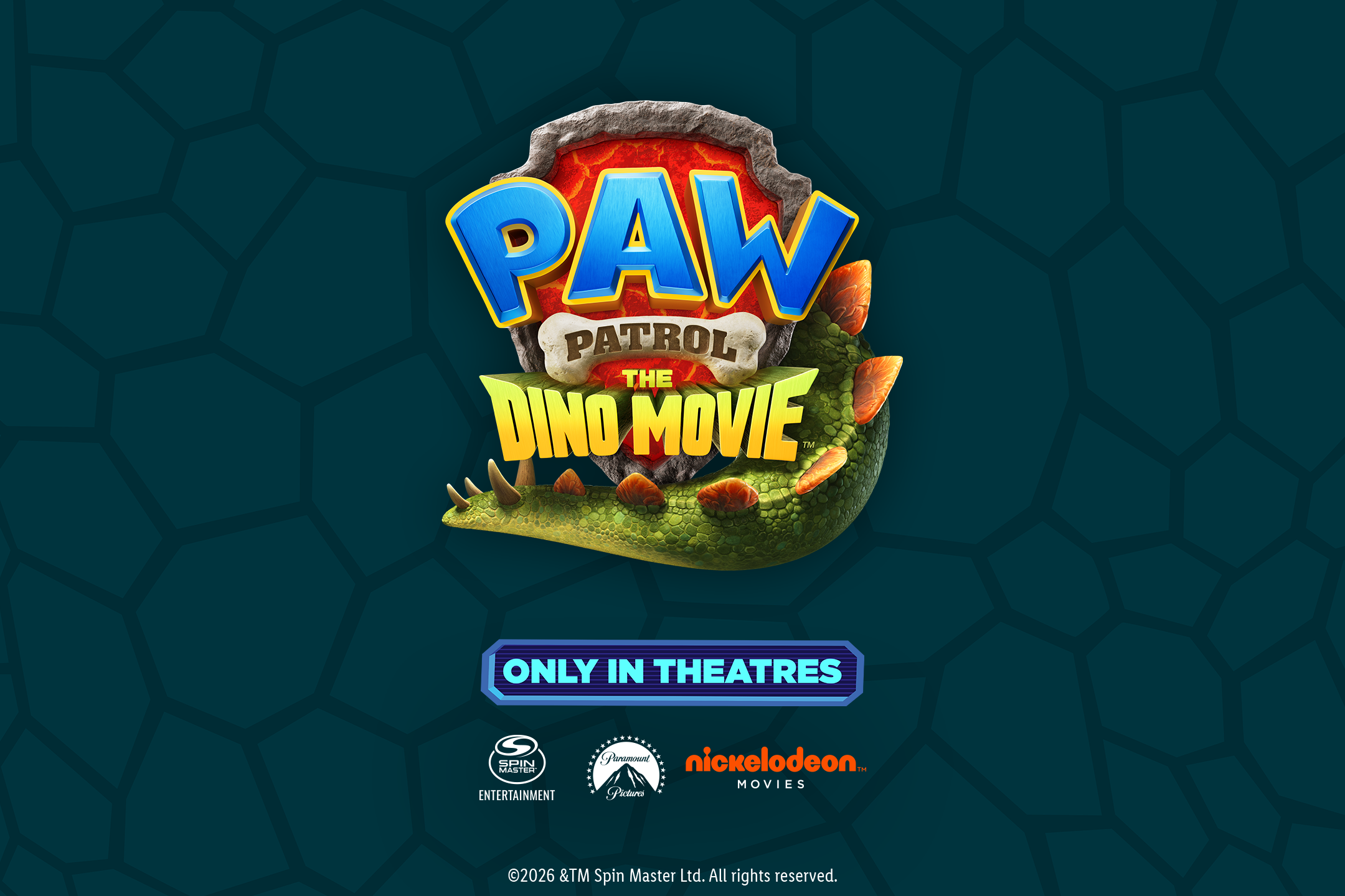 Paw Patrol-valpar och dinosaurier i en djungelmiljö för 'Dino-filmen'.