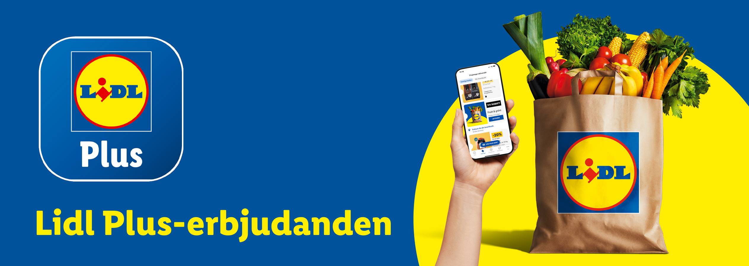 Lidl Plus-appen visar erbjudanden på frukt, grönt och andra varor.