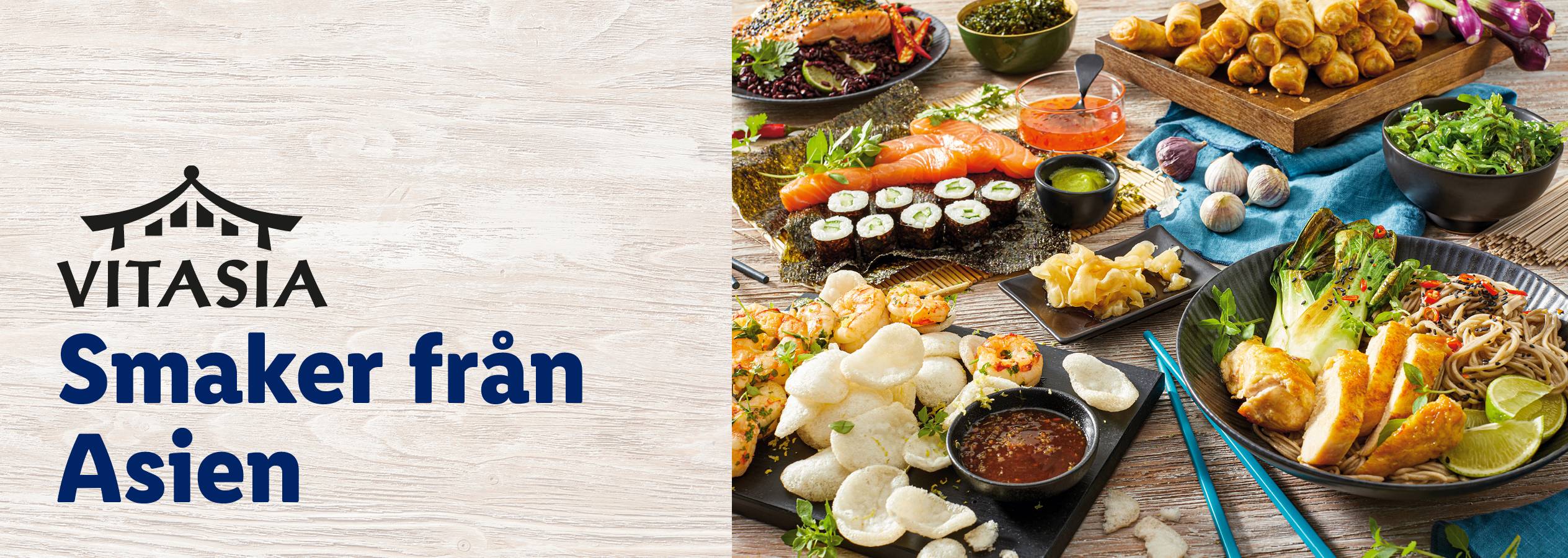Vitasia: Asiatiska smaker - sushi, vårrullar, nudlar och mer.
