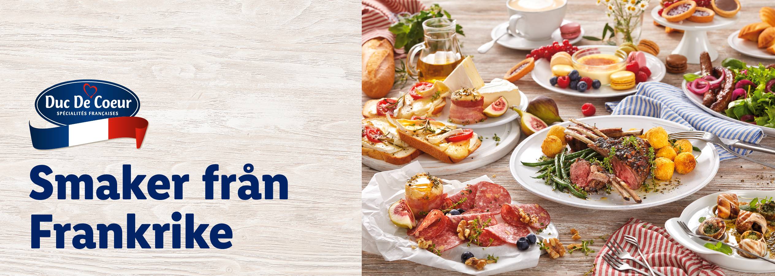 Duc De Coeur presenterar franska delikatesser: lammracks, ostar, paté och sniglar.