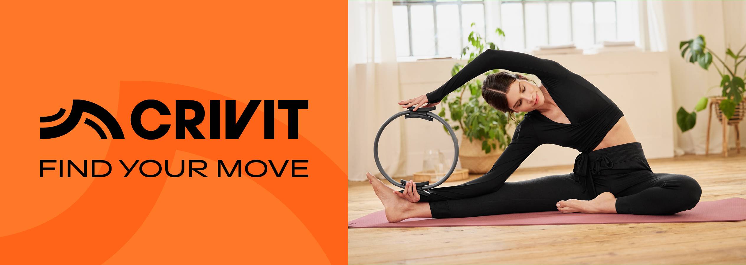 Crivit träningskläder och pilatesring: Hitta din rörelse.