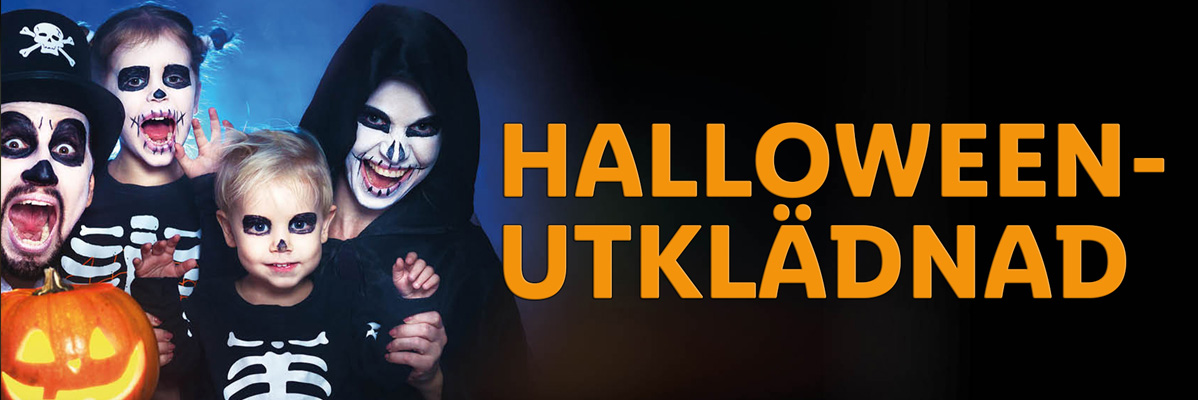 Halloweenkläder: skelettfamilj, pumpa.