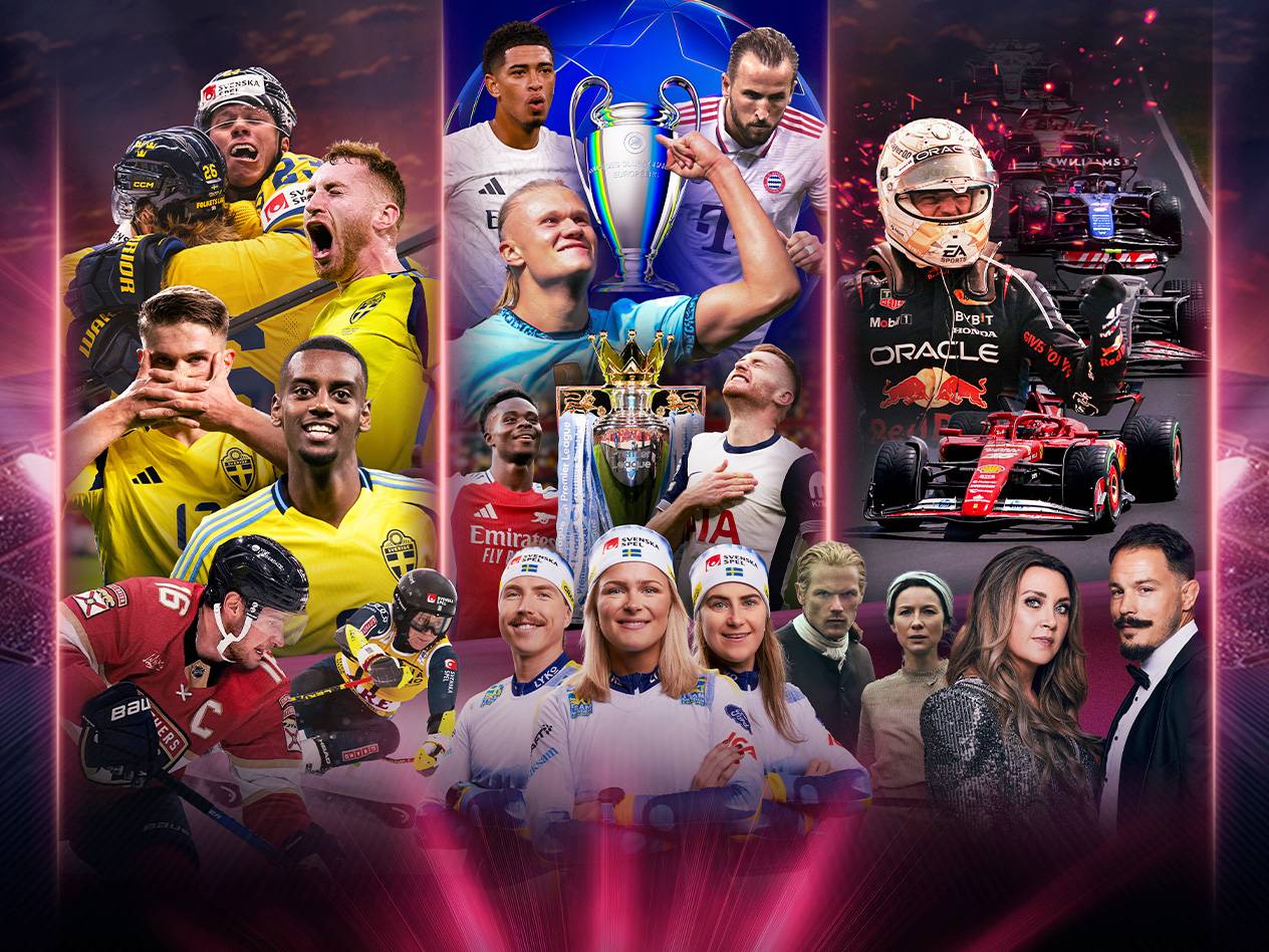 En collagebild med bilder från olika sporter, inklusive fotboll, formel 1, ishockey och längdskidåkning.